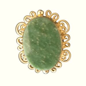 Vtg Burt Cassell jade brooch
